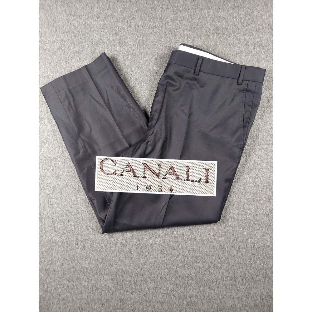 Canali Tessuto Men 38x26 Gray Plaid 100% Wool Dress Pants Made In Italy Formal